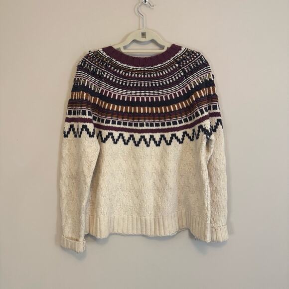 Lord and Taylor Fair Isle Sweater Cream XL - Picture 2 of 5